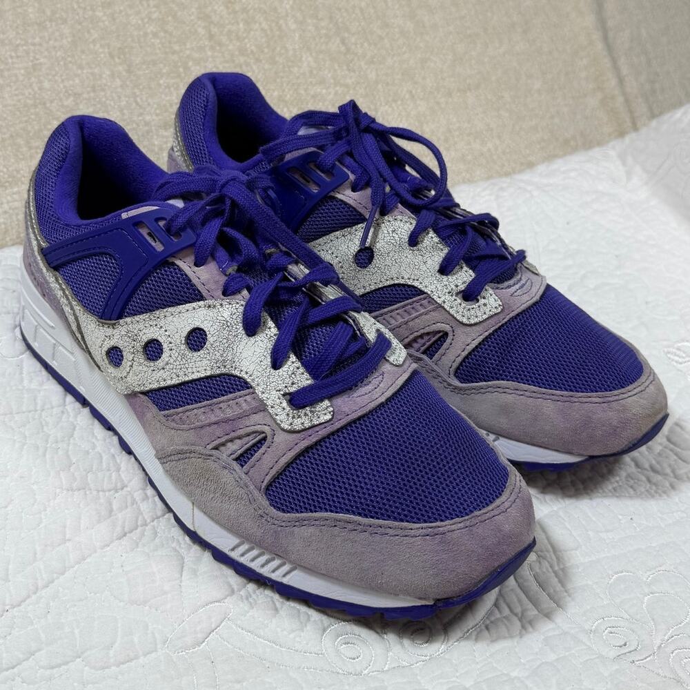 Saucony Men's 10.5 Purple White Grid SD Garden District Lace Up Sneakers Casual